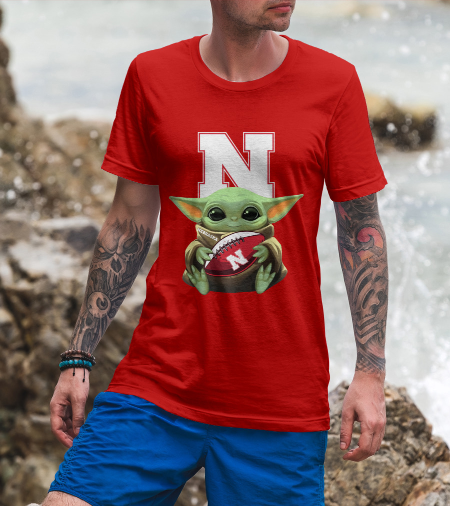 Baby Yoda Nebraska Cornhuskers Football Fan Icon With N T-Shirt