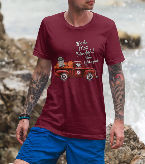 It's The Most Wonderful Time Of The Year Alabama Crimson Tide Basketball Snoopy RTJ Memorial Stadium Red Truck T-Shirt