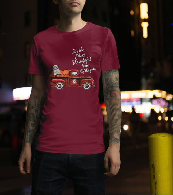 It's The Most Wonderful Time Of The Year Alabama Crimson Tide Basketball Snoopy RTJ Memorial Stadium Red Truck T-Shirt