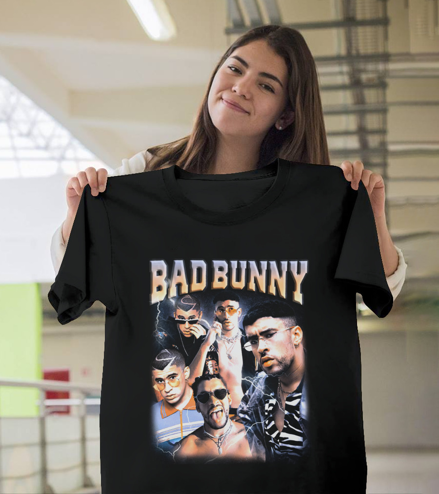 Bad Bunny Style Evolution Lightning Collage T-Shirt