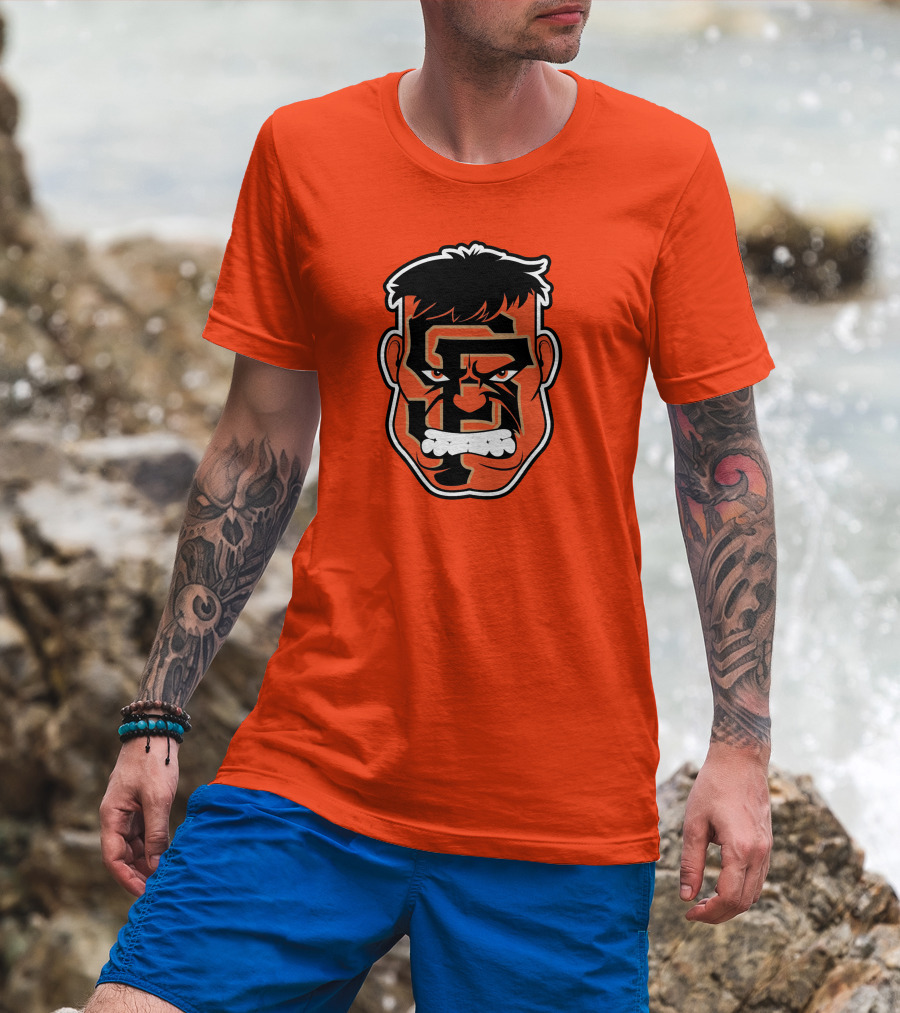 SF Giants Hulk Rage Face Orange T-Shirt