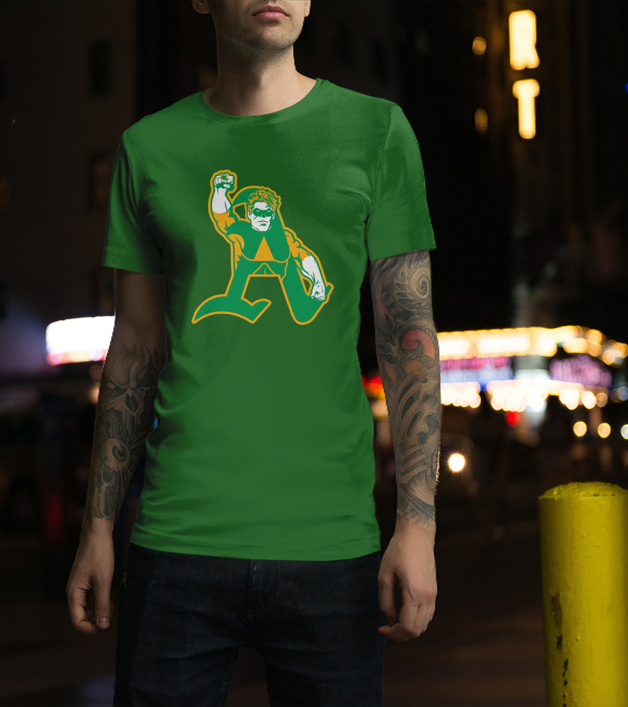 Oakland Athletics Green Lantern MLB Crossover T-Shirt