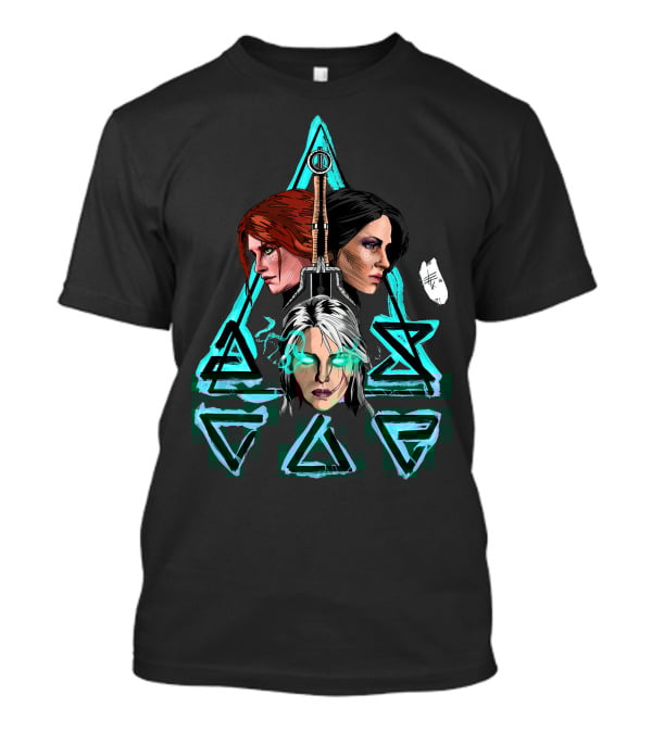 Geralt's Girls Glow Wild Hunt Witcher Triangle Warriors T-Shirt