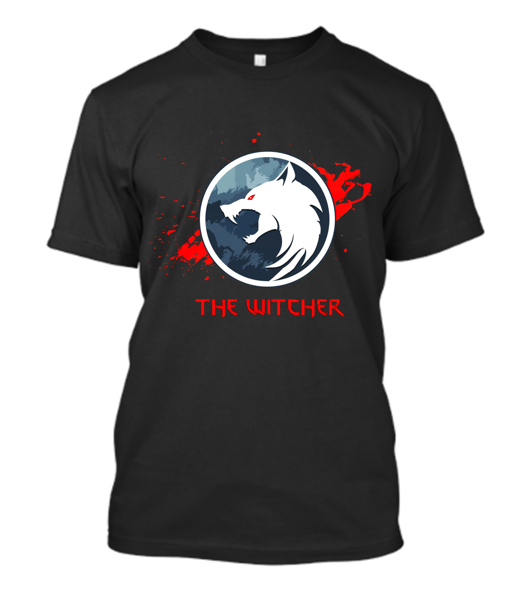 The Witcher Wolf Emblem Blood Splatter T-Shirt