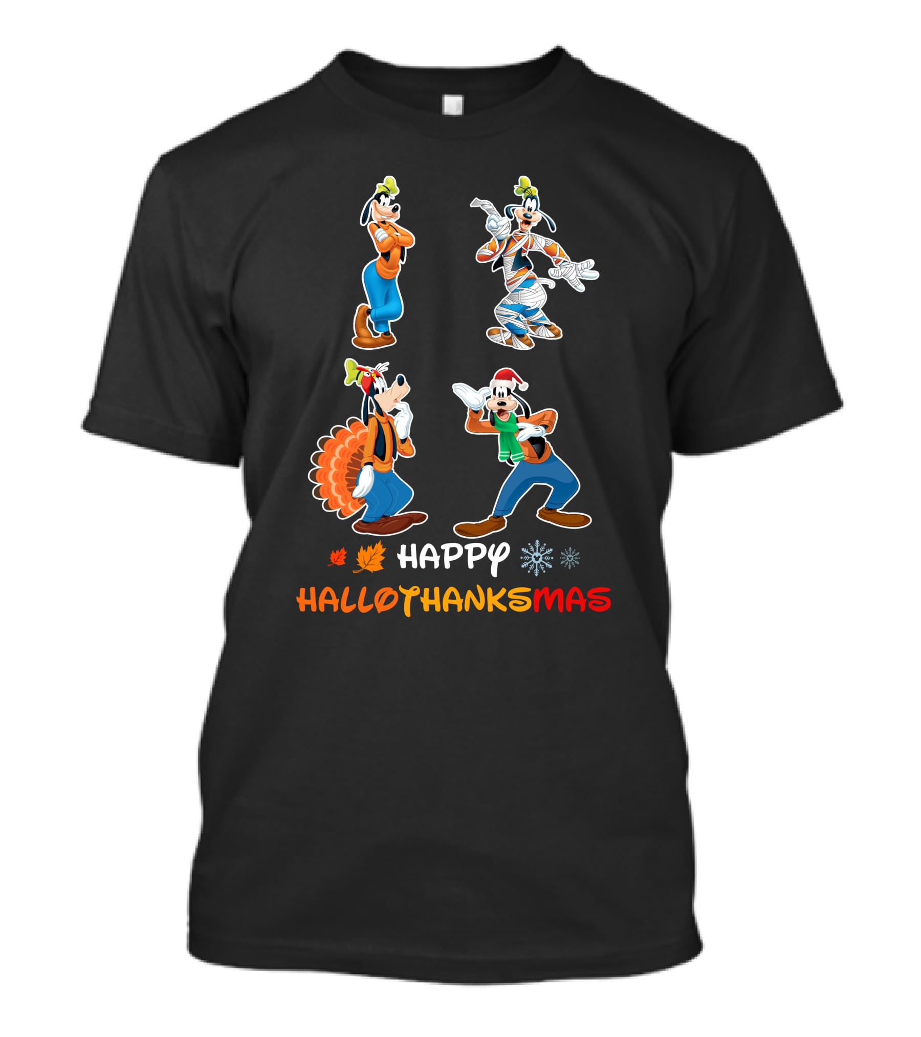 Happy Goofy Hallo Thanks Mas Halloween Thanksgiving Christmas T-Shirt