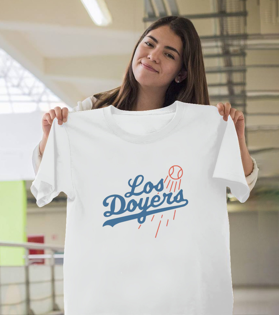 Los Doyers Baseball Theme with Iconic Bat and Ball Elements T-Shirt