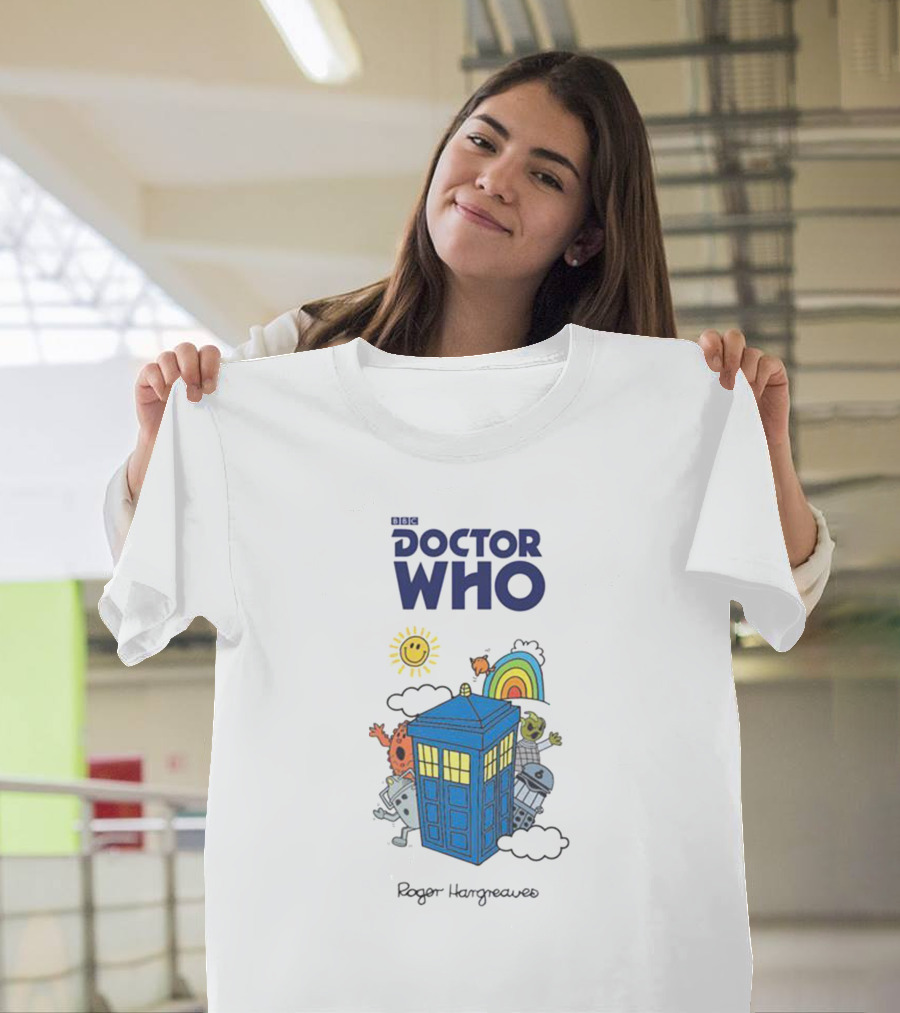 BBC Doctor Who Roger Hargreaves TARDIS Characters Rainbow Sun T-Shirt