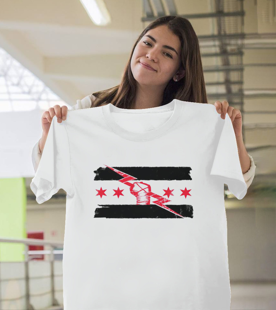 CM Punk I Was There Chicago Flag Lightning Fist T-Shirt