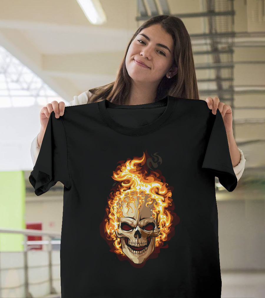 Ghost Rider Flaming Skull Iconic Visual Representation T-Shirt
