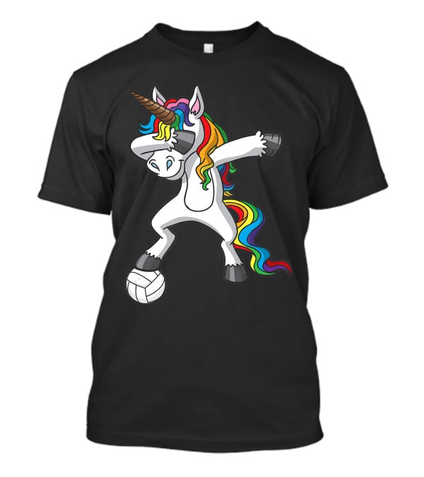 Dabbing Rainbow Unicorn Volleyball T-Shirt