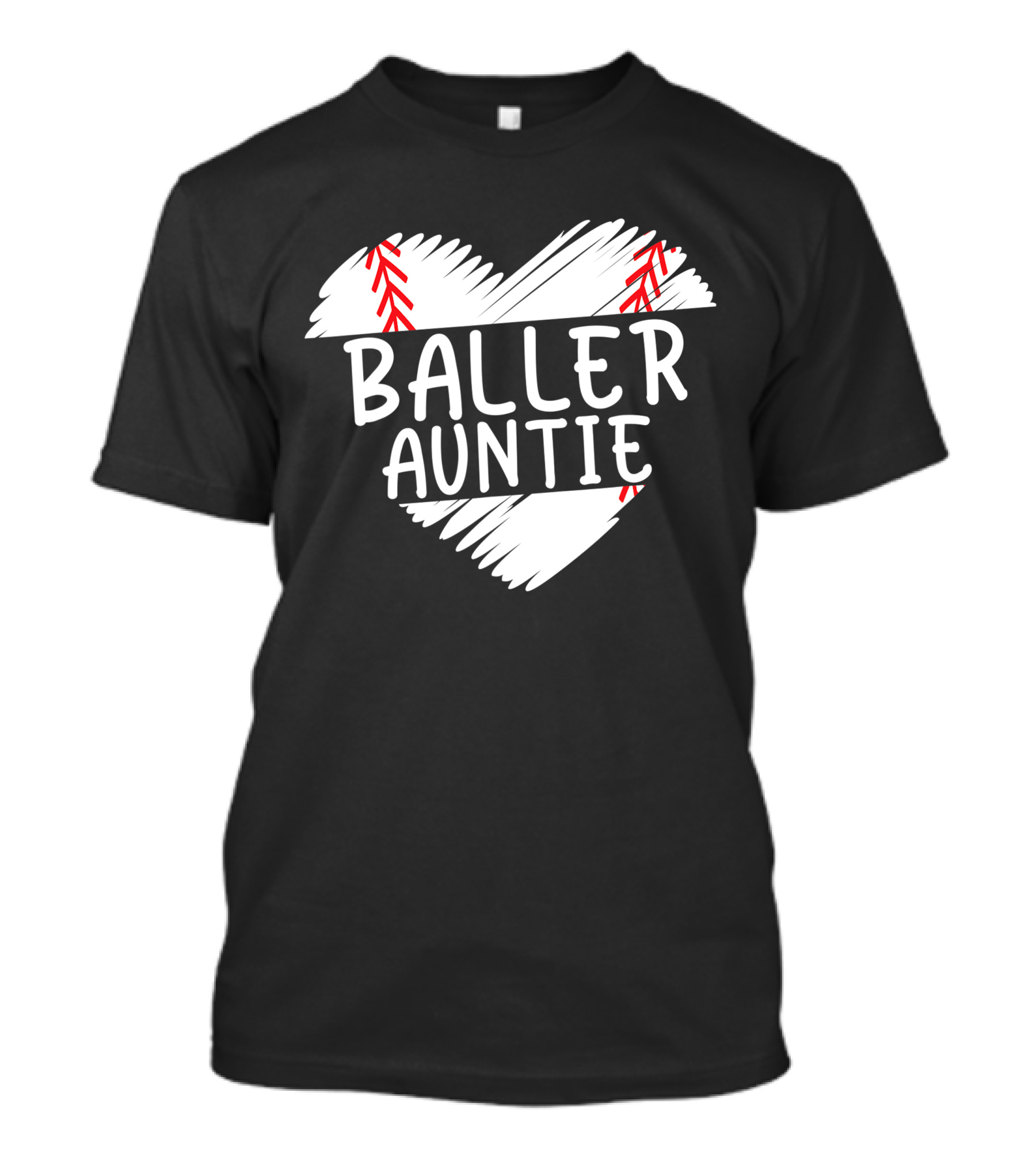Baller Auntie Baseball Heart T-Shirt