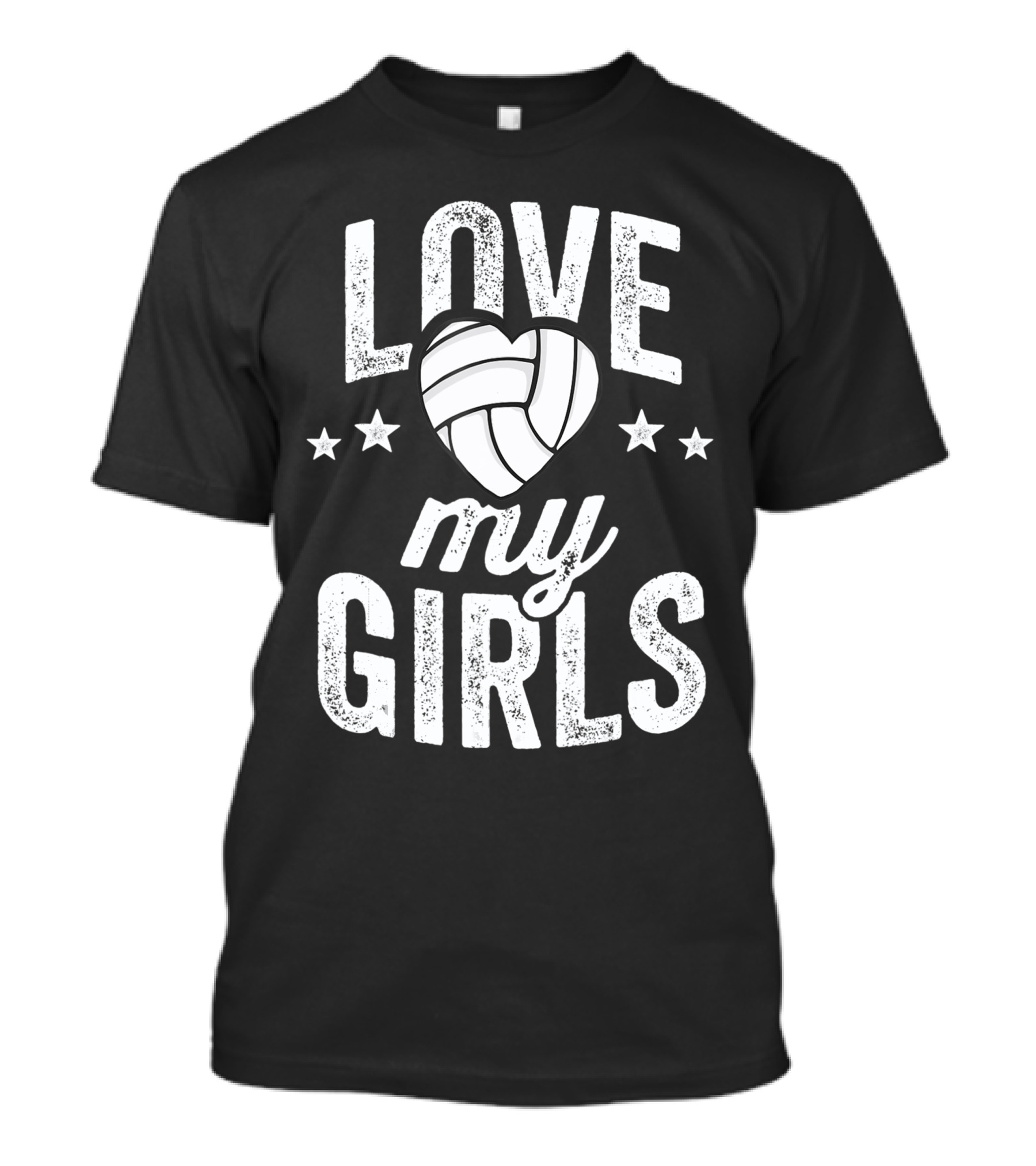 Love My Girls Volleyball Dad Of Player Team Stars Heart T-Shirt