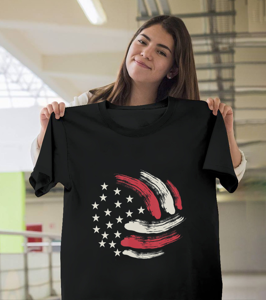American Flag Patriotic Volleyball Team T-Shirt