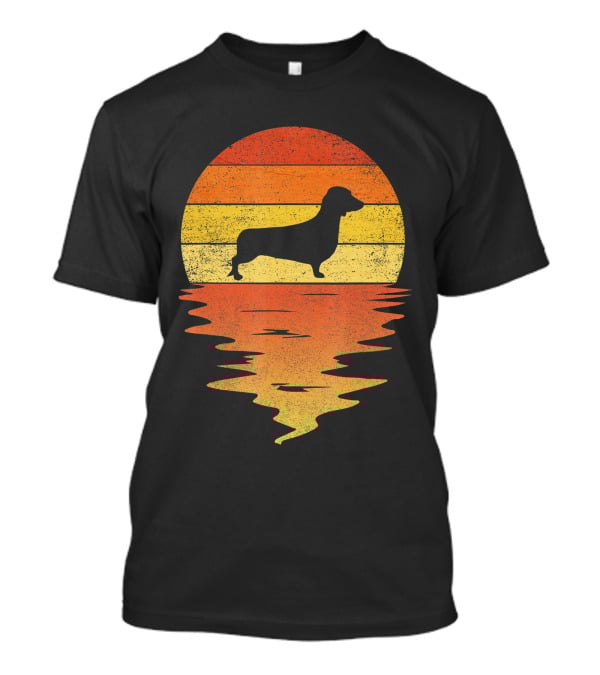 Dachshund Retro 70s Vintage Sunset T-Shirt