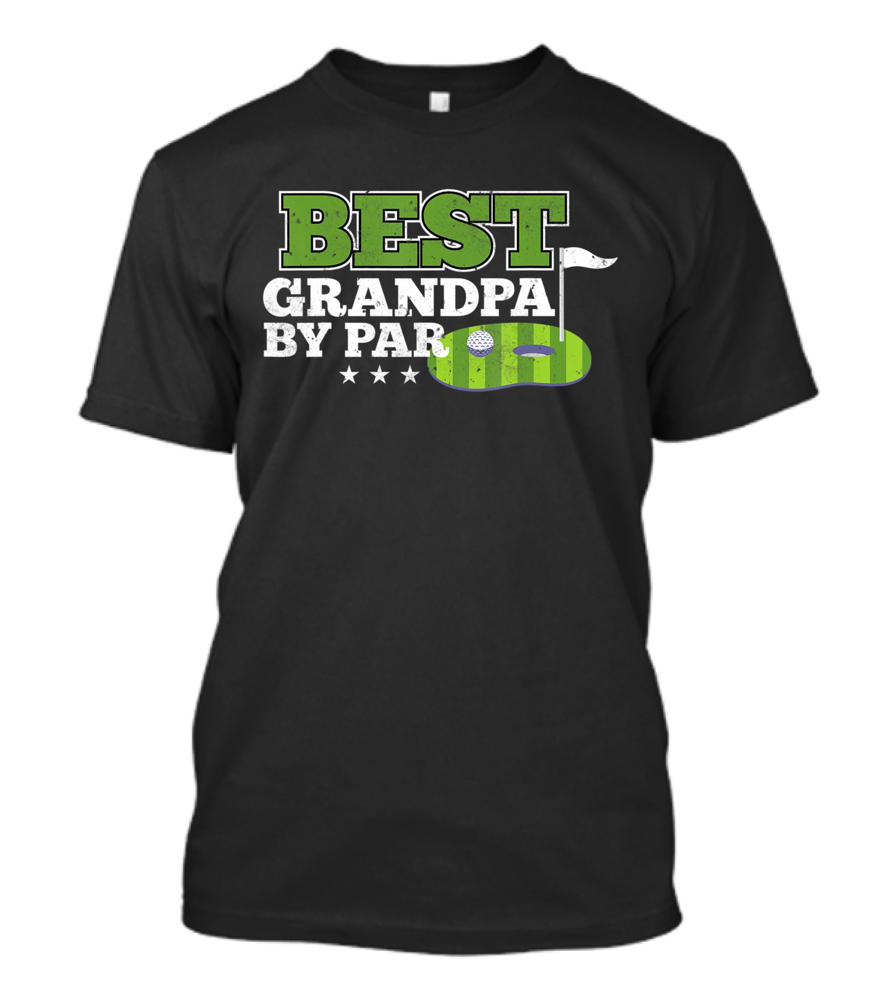 Best Grandpa By Par Golf Sports Lover Grandpa Golf Flag Stars T-Shirt
