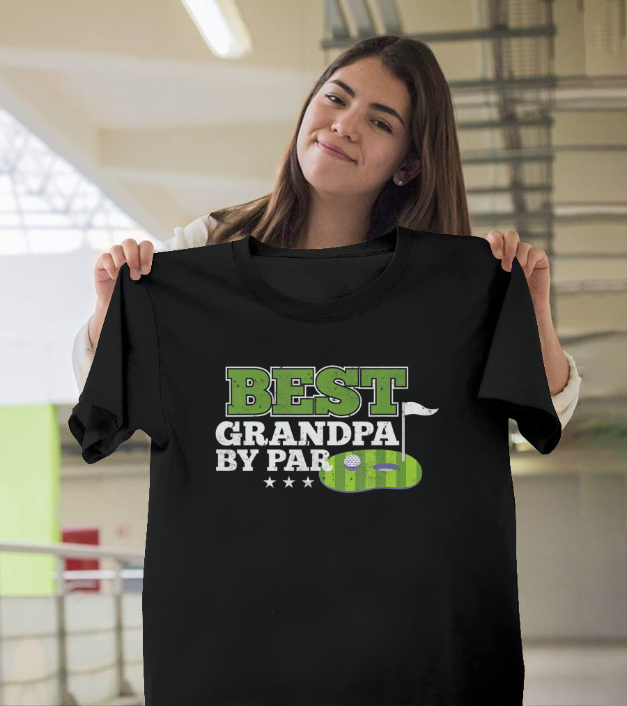 Best Grandpa By Par Golf Sports Lover Grandpa Golf Flag Stars T-Shirt