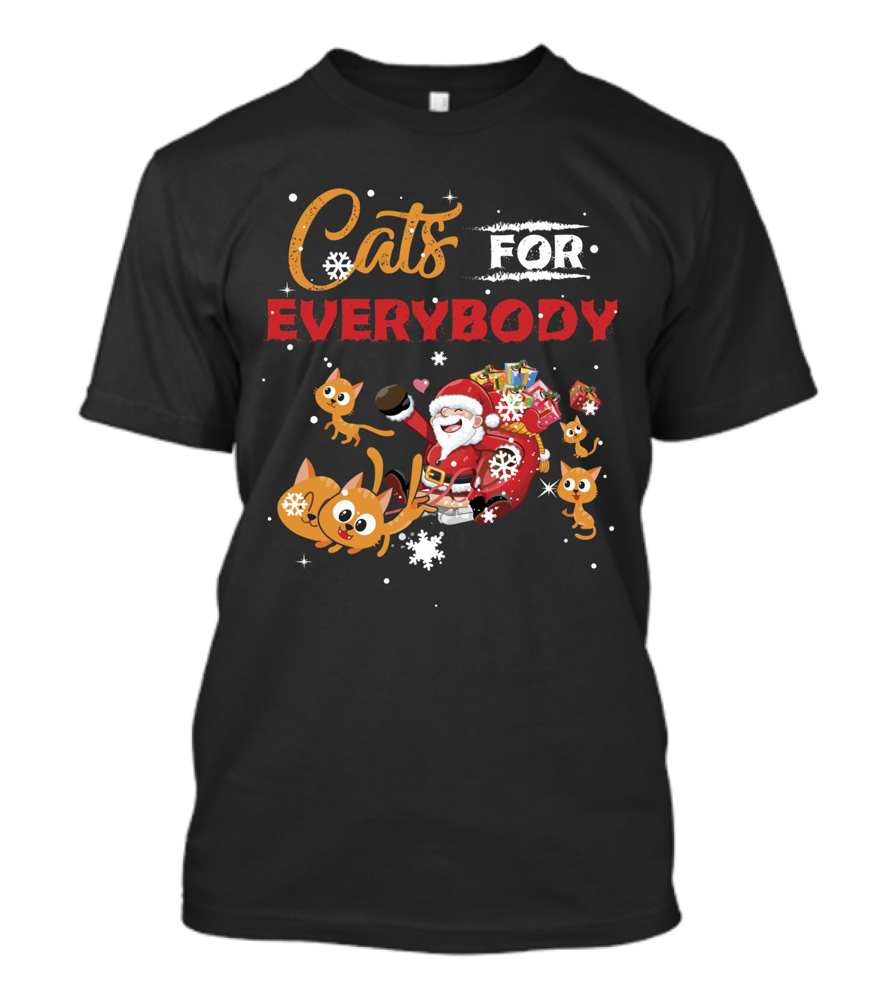 Cats For Everybody Christmas Santa With Cute Cat Lover T-Shirt
