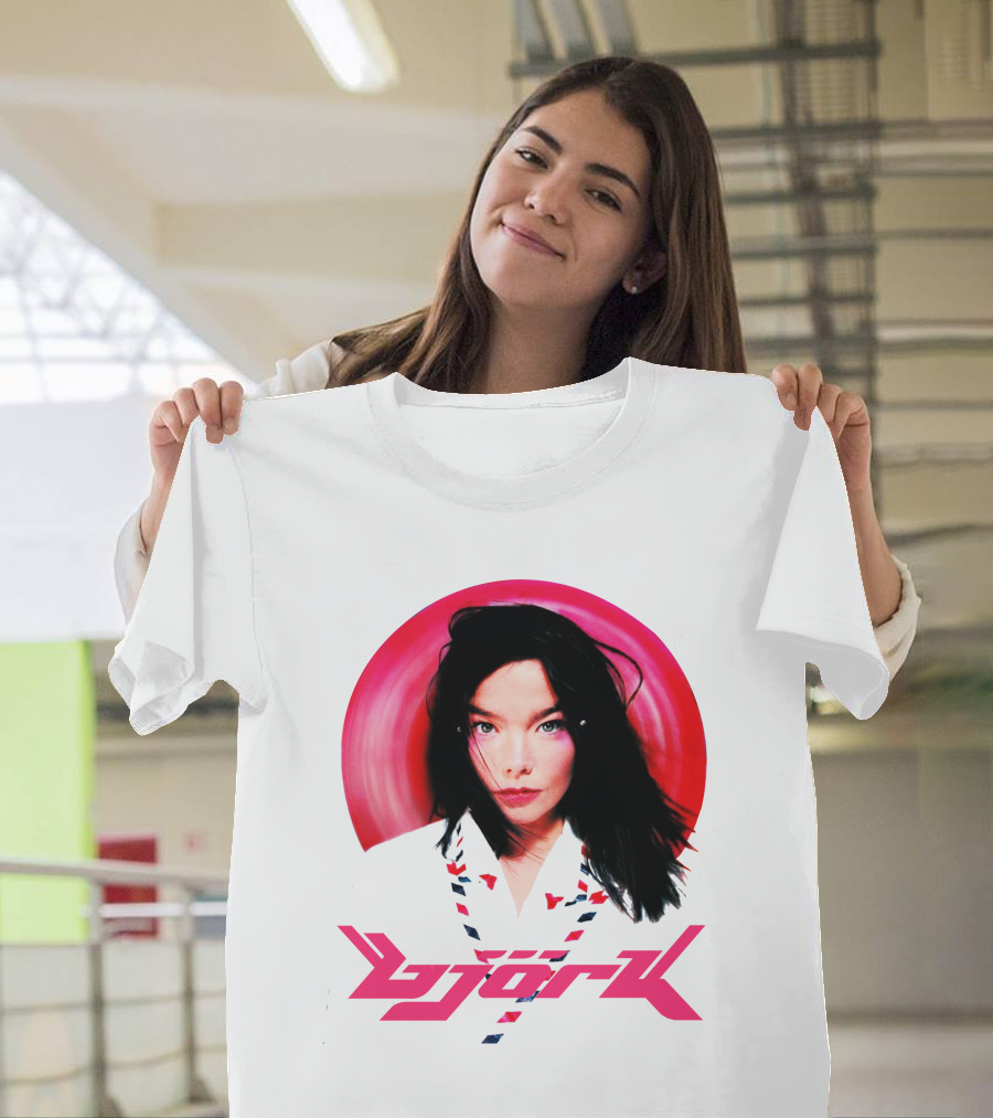Bjork Pink Aura Bold Typography T-Shirt