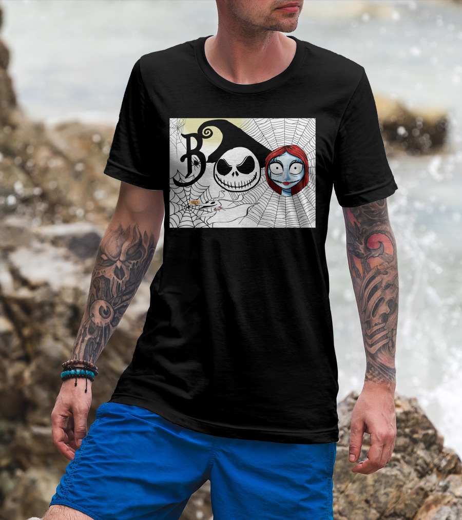 Jack And Sally Boo Halloween Nightmare Web T-Shirt