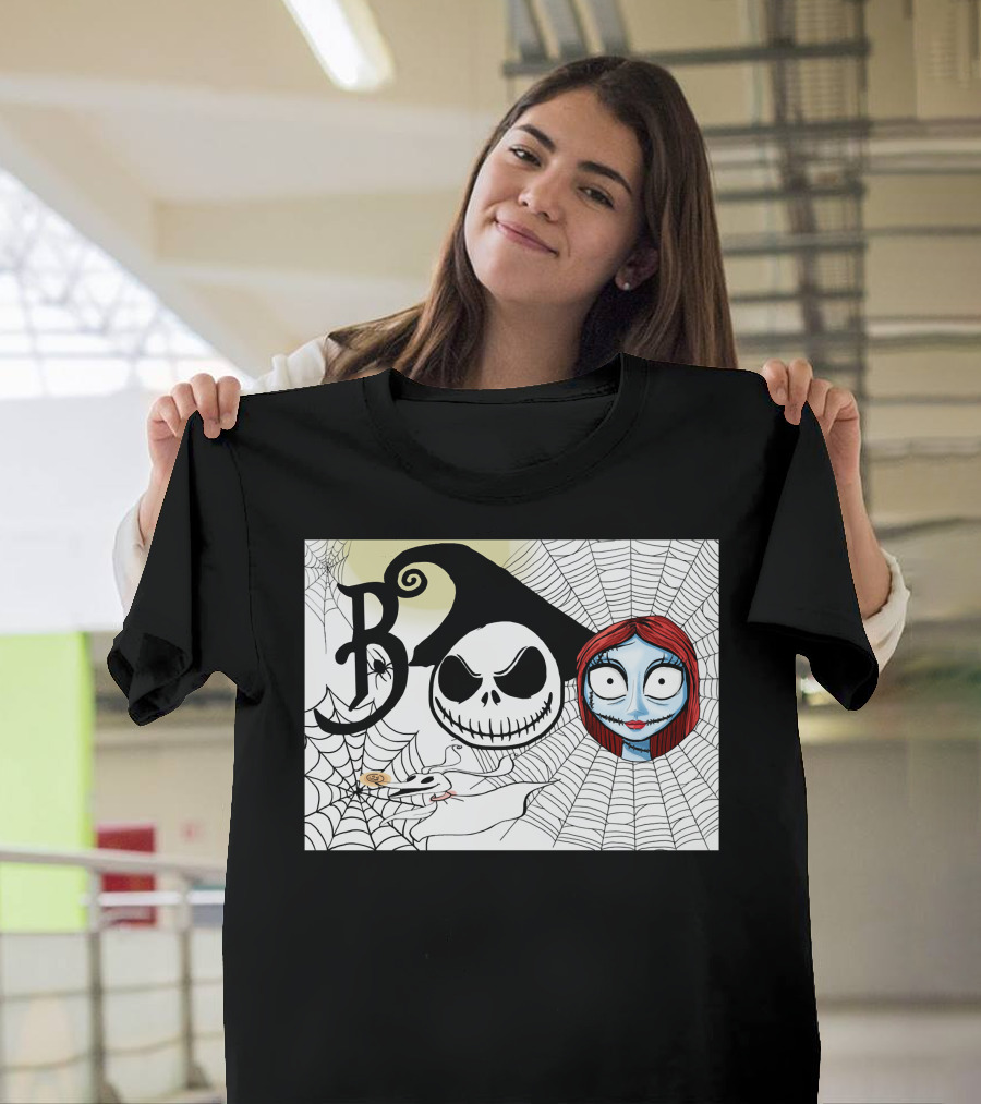 Jack And Sally Boo Halloween Nightmare Web T-Shirt