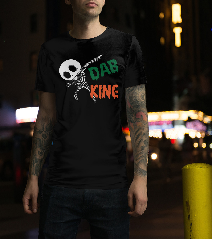Dab King Skeleton Character In Striped Suit T-Shirt