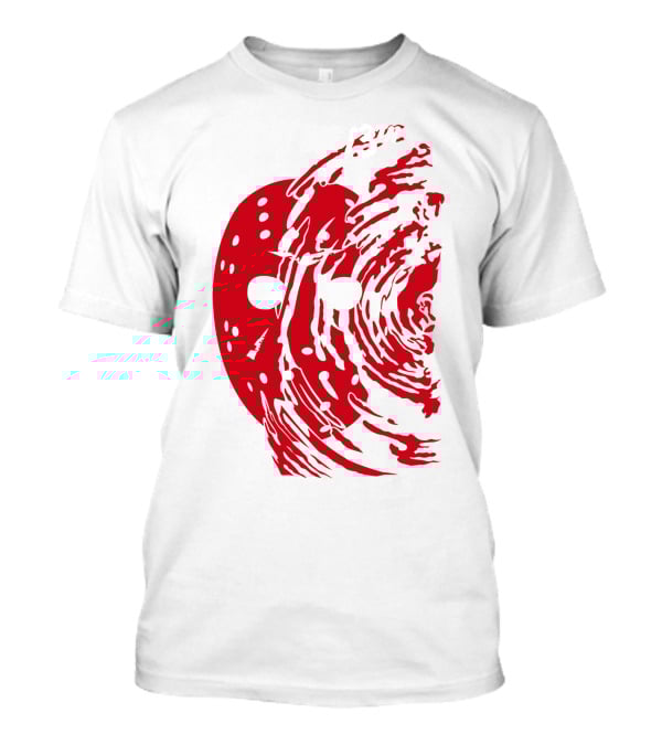 Friday The 13th Jason Mask Horror Movie Iconic Red Swirl T-Shirt