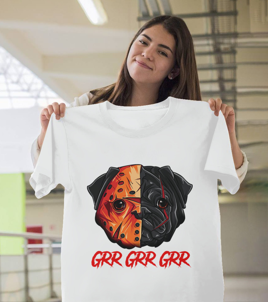 Grr Grr Grr Jason Dog Mask Pug Face T-Shirt