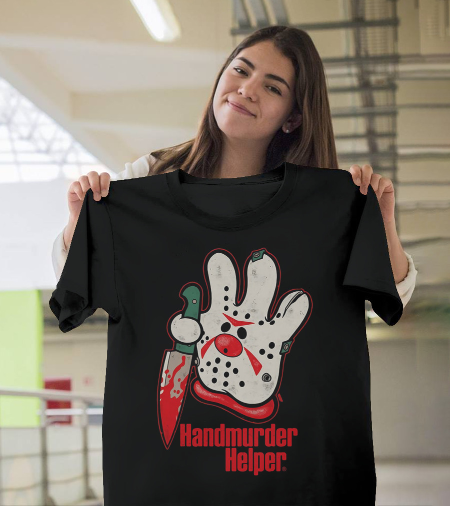 Handmurder Helper Bloody Knife Orange Glove Mask T-Shirt