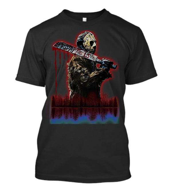 Friday The 13th Jason Mask Machete Forest Reflection T-Shirt