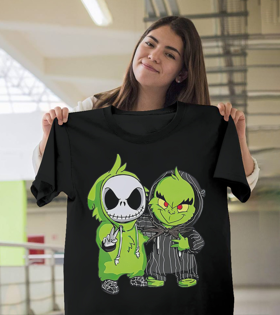 Jack Skellington And Grinch Crossover Hoodie Characters T-Shirt