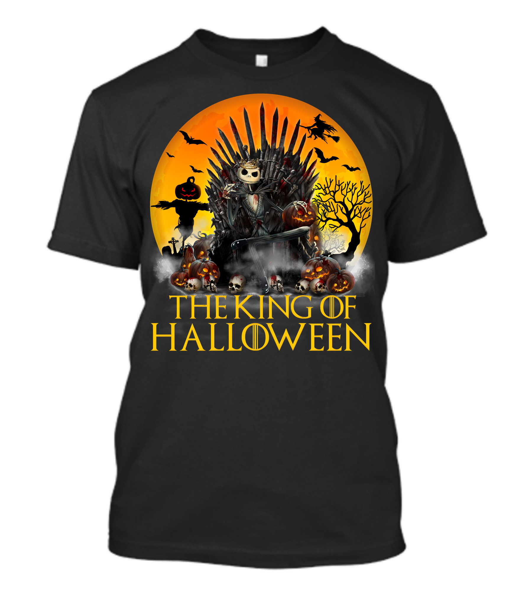 The King Of Halloween Jack Skellington Iron Throne Halloween Scene T-Shirt