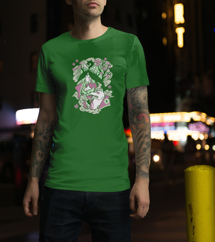 Okami Merch Amaterasu And Cherry Blossoms T-Shirt