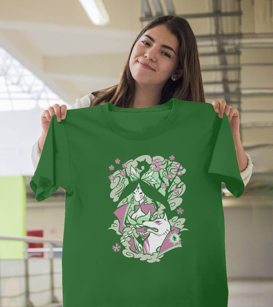 Okami Merch Amaterasu And Cherry Blossoms T-Shirt