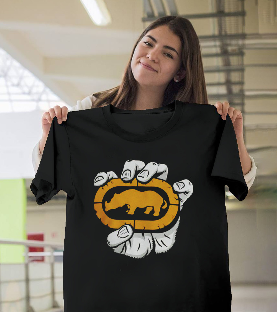 Percko Rhino Emblem Gripped by Cartoon Hand T-Shirt