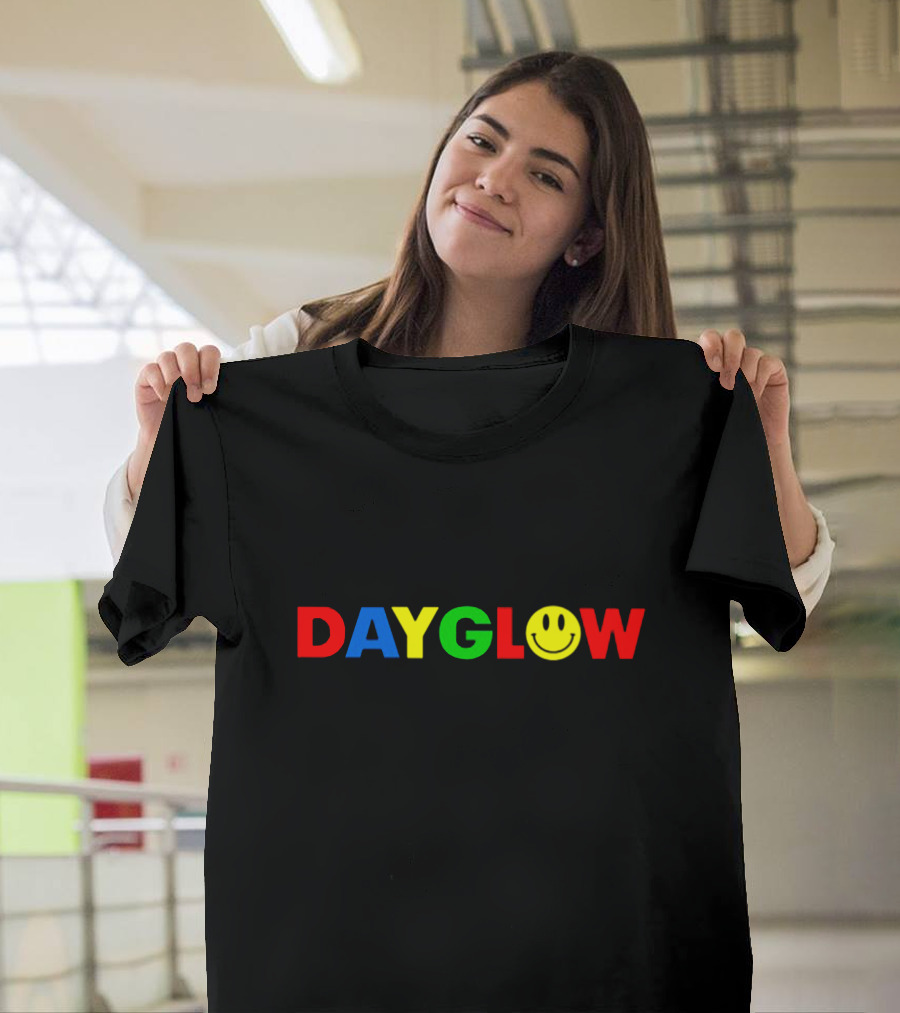 DAYGLOW Colorful Letters with Smiley Face T-Shirt