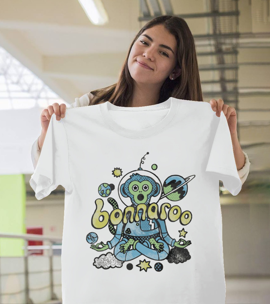 Bonnaroo Cosmic Astronaut Monkey Meditation Planet Space Exploration T-Shirt