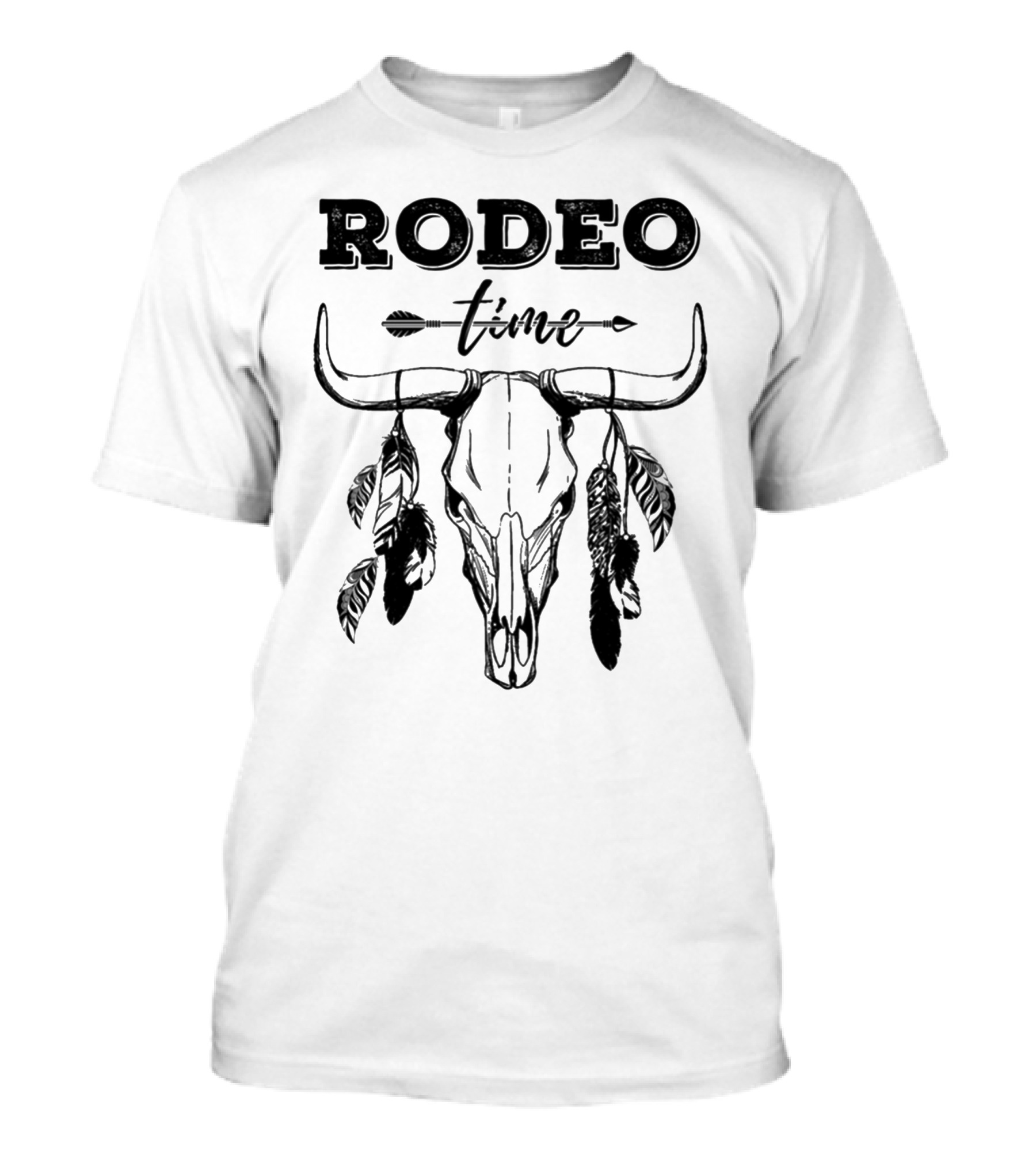 Rodeo Time Western Bull Skull Feather Arrow T-Shirt