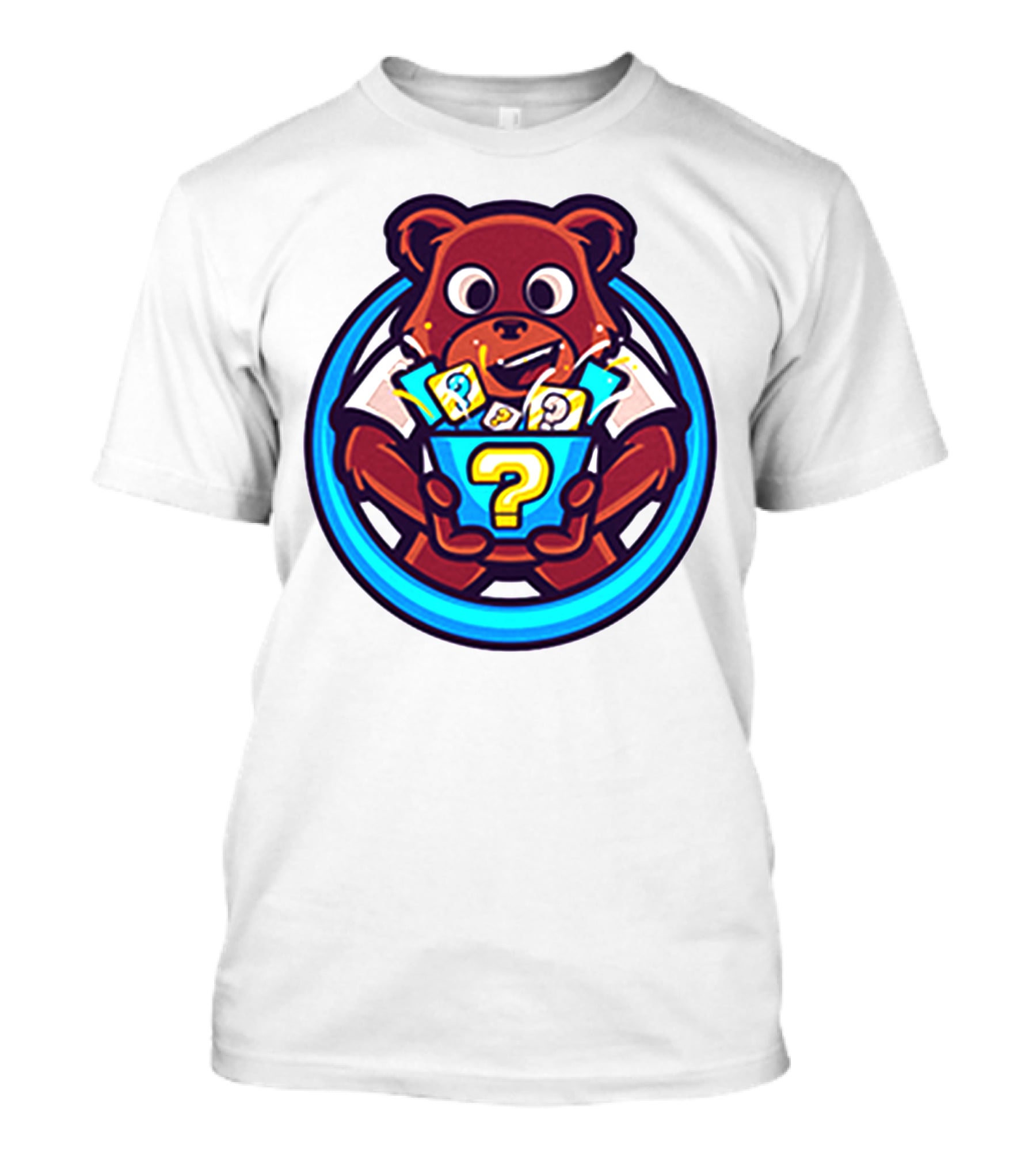 Der Merch Bear Holding Mystery Question Mark Box T-Shirt