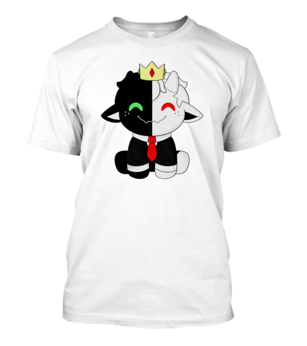 Ranboo Fashion Half Black Half White Crowned Character T-Shirt