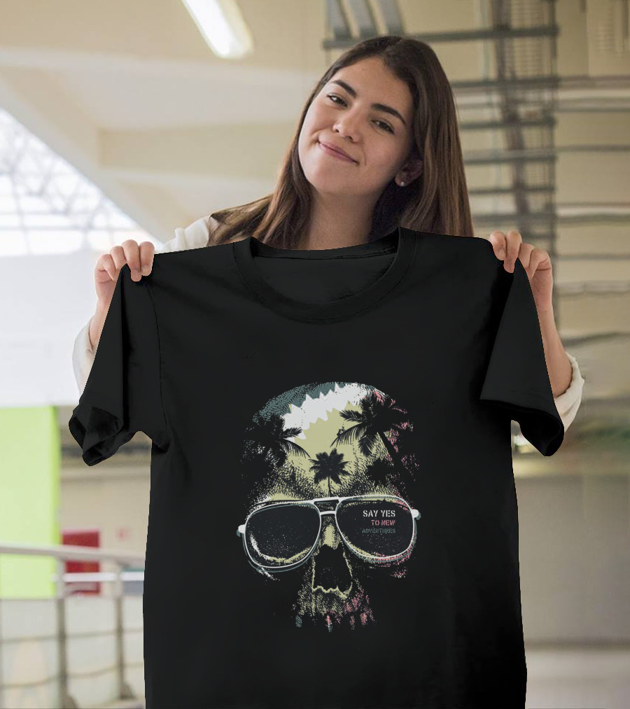 Say Yes To New Adventures Hot Skull Man Natural T-Shirt