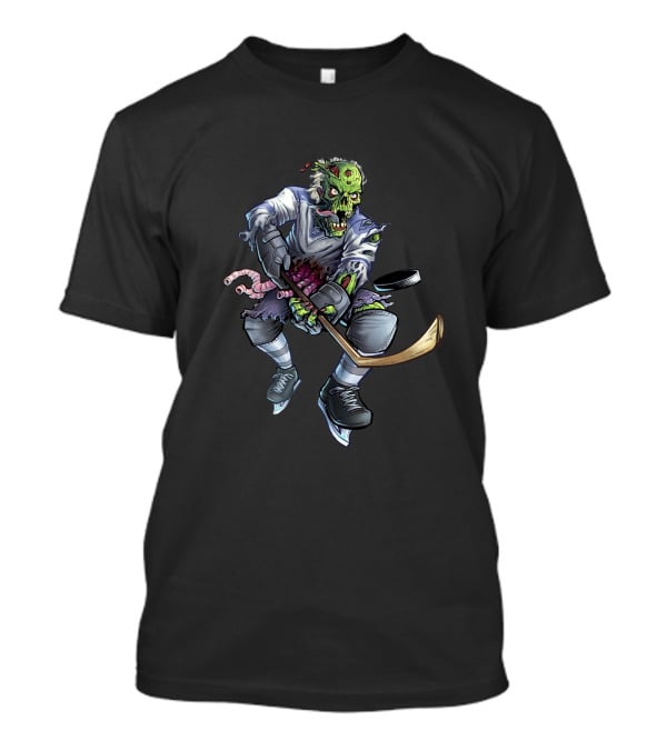 Zombie Hockey Player With Puck And Stick T-Shirt