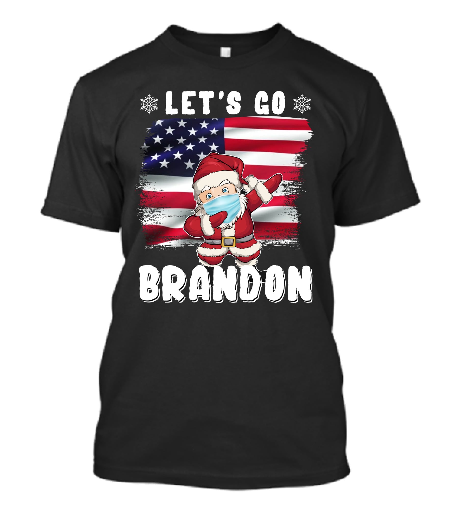 Let's Go Brandon Santa Mask American Flag Christmas T-Shirt