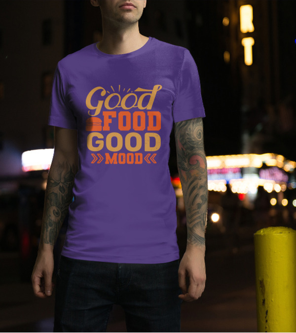 Good Food Good Mood Burger Sunburst Arrows T-Shirt