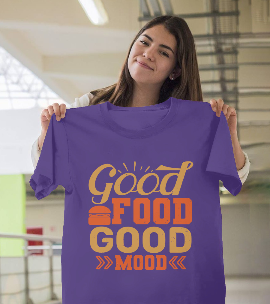Good Food Good Mood Burger Sunburst Arrows T-Shirt