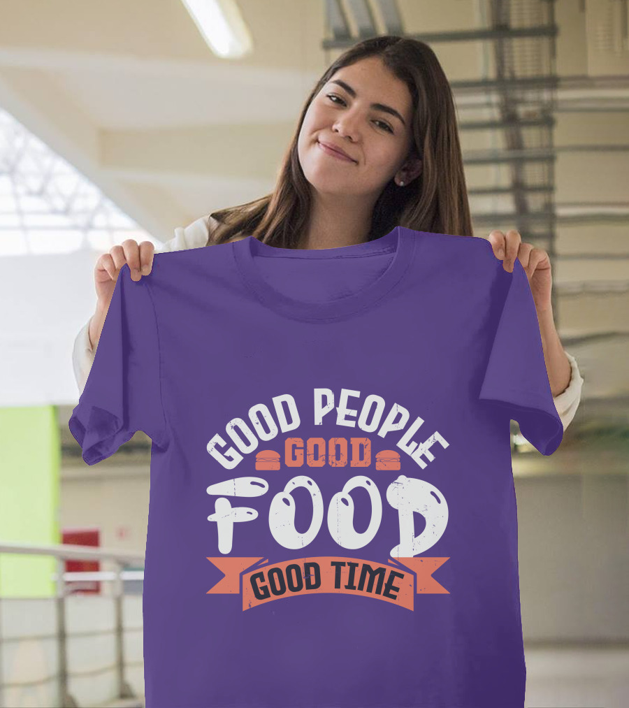 Good People Good Food Good Time Retro Banner T-Shirt