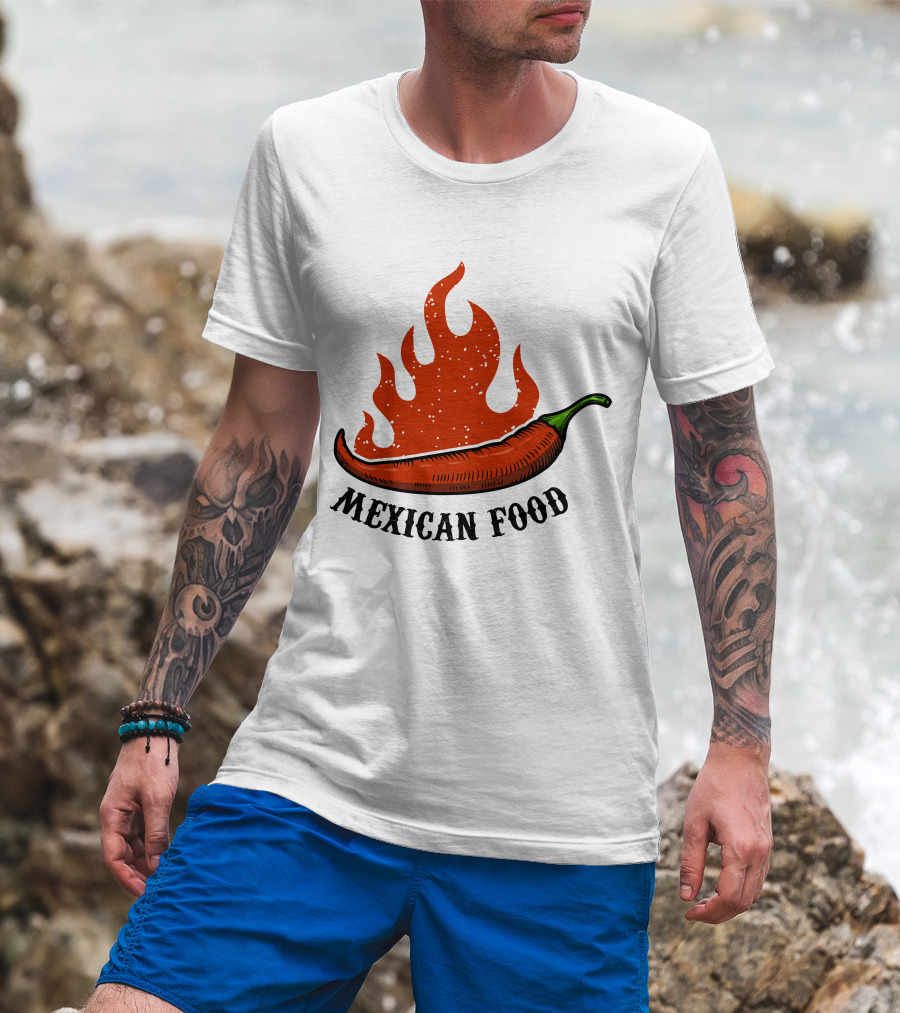 Mexican Food Spicy Chili Pepper Flame T-Shirt