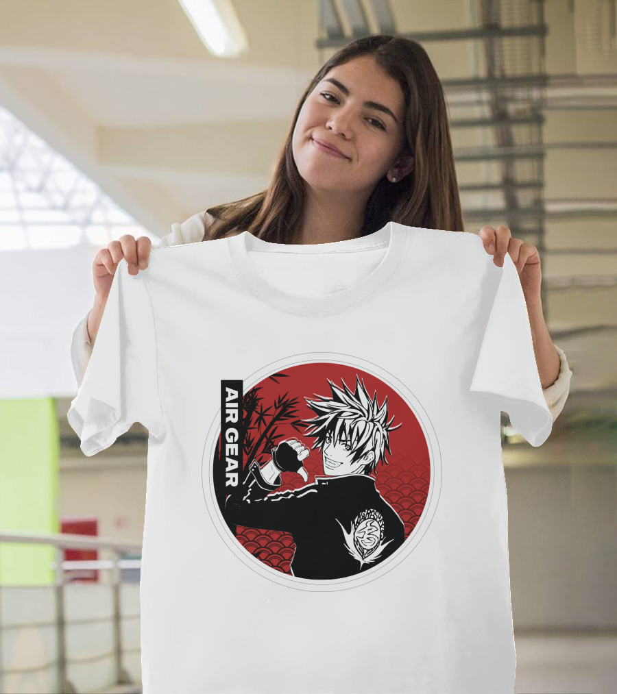 Air Gear Anime Character In Red And Black Circle With Bamboo Background T-Shirt