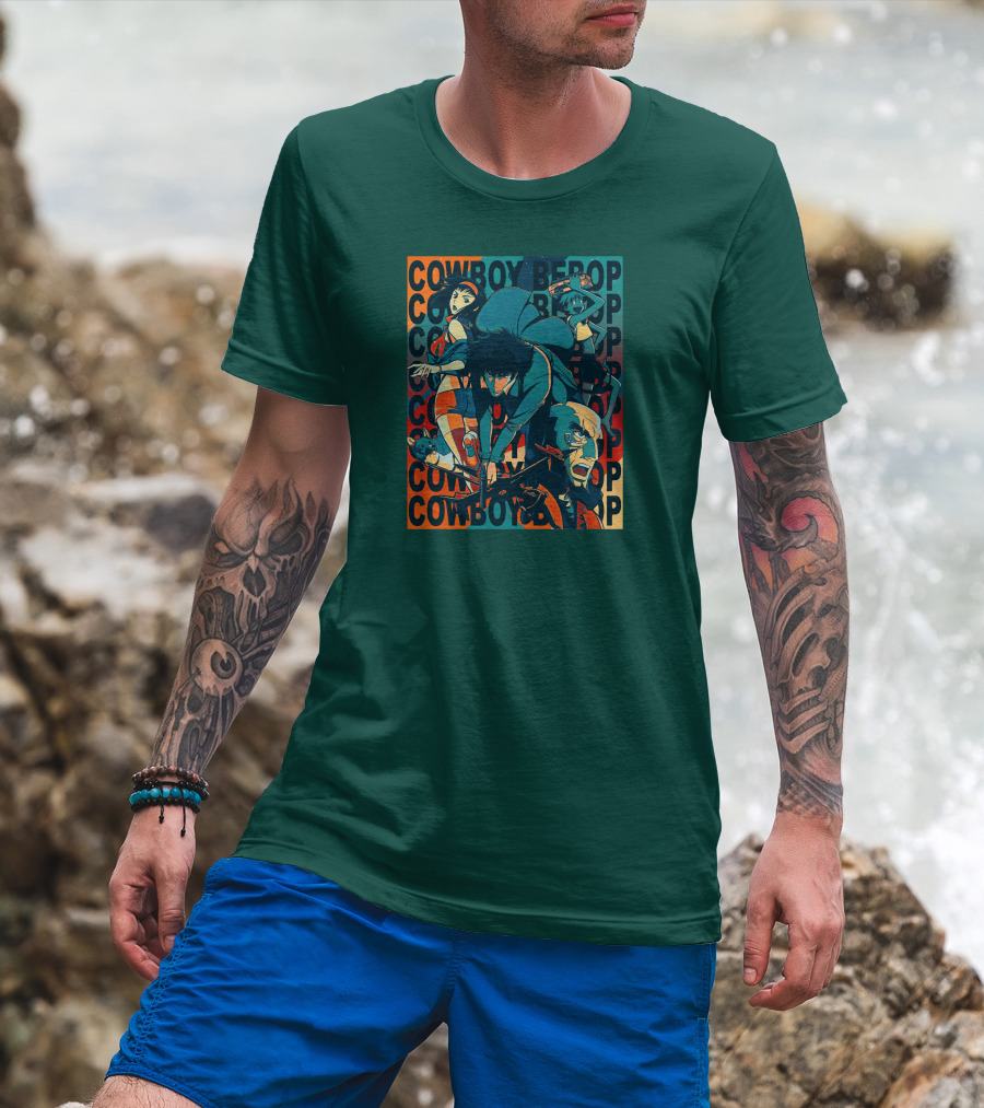 Cowboy Bebop Spike Spiegel Faye Valentine Jet Black Anime Characters T-Shirt