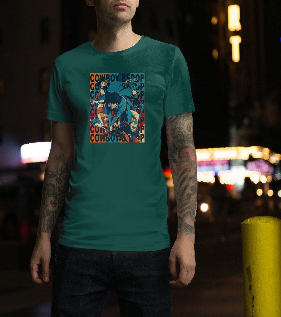 Cowboy Bebop Spike Spiegel Faye Valentine Jet Black Anime Characters T-Shirt