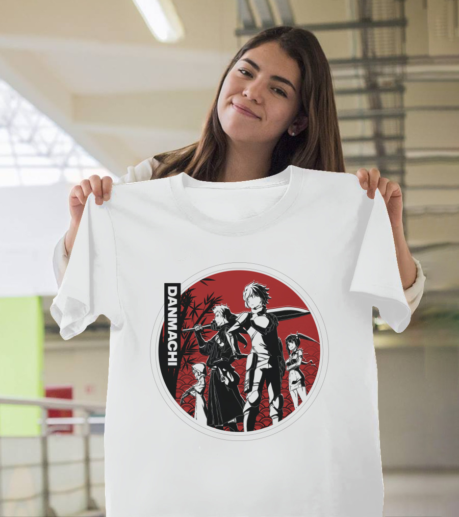 Danmachi Anime Characters Black and White Silhouettes T-Shirt